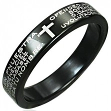 Ring made of stainless steel - band with imprint of prayer and cross