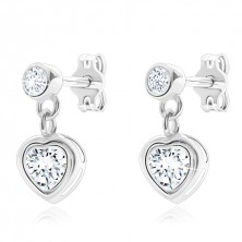 925 silver stud earrings - zircon heart in mount