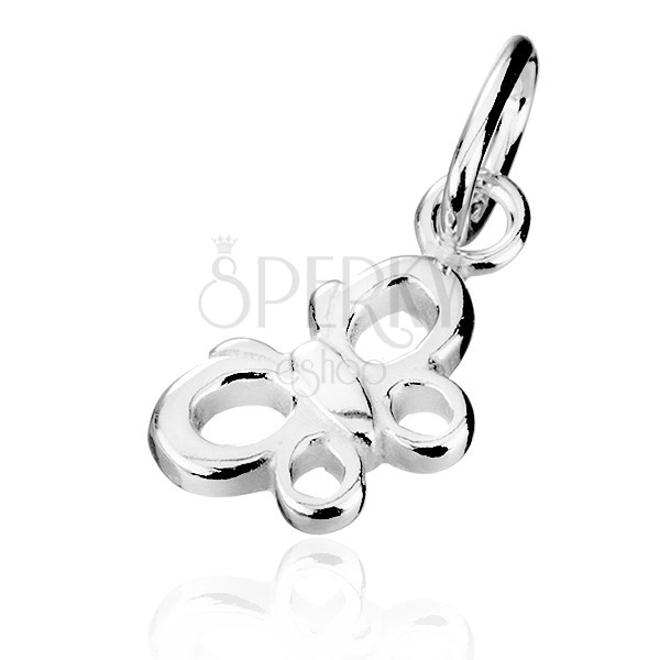 Silver pendant -  shiny butterfly