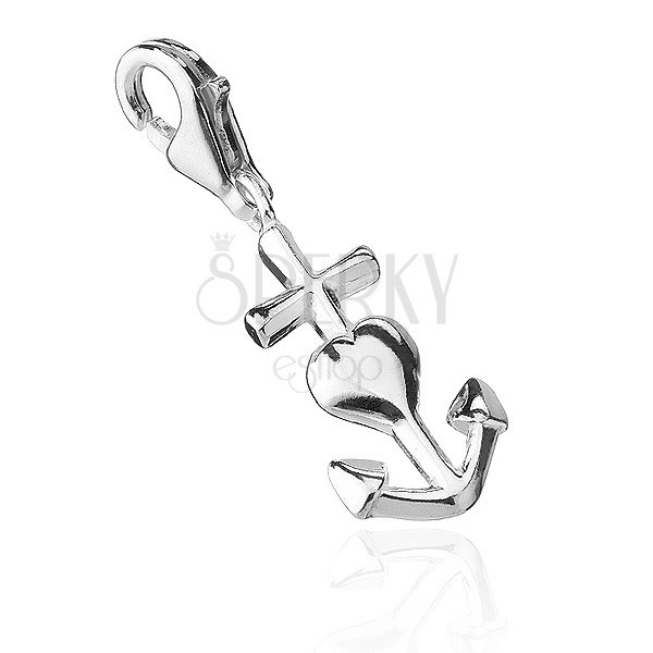 Silver pendant - heart, anchor and cross