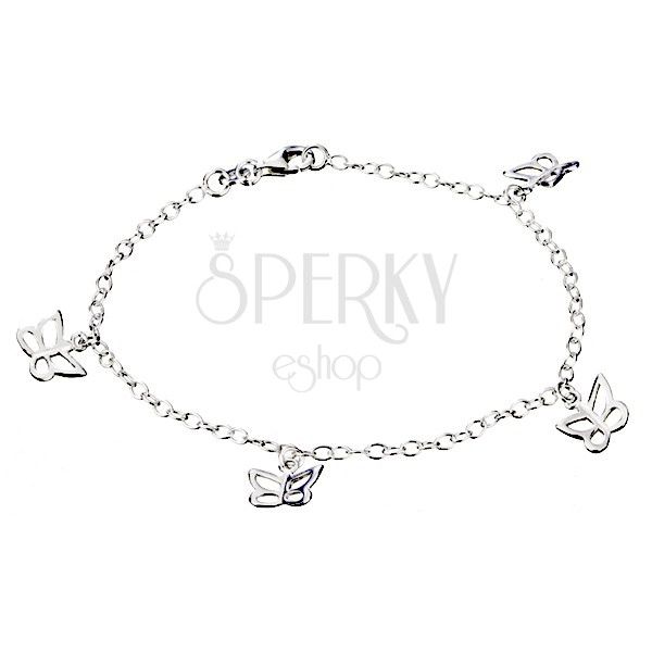 Silver bracelet - butterflies on chainlet