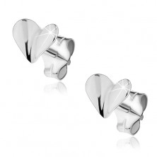 Earrings made of 925 silver - bent shiny heart