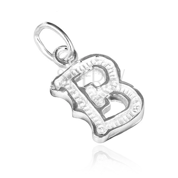 Pendant made of 925 silver - letter B with knurls