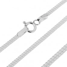 Flat silver chain - two lines of little joined squares, 1,7 mm