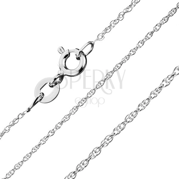 Chain made of 925 silver - twisted line of small eyelets, 1 mm