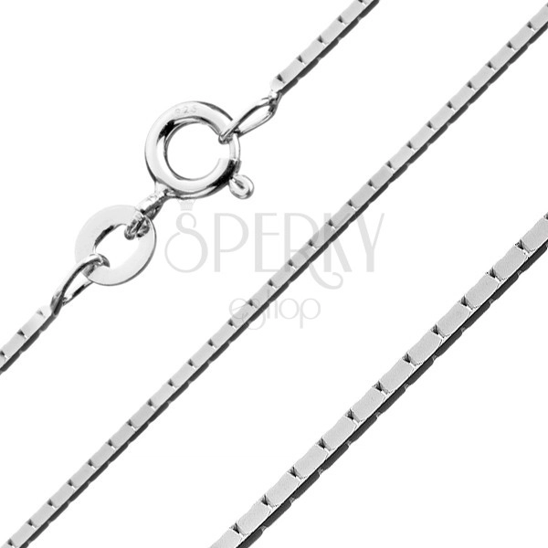 Silver four-edge chain - joined rectangles, 0,8 mm