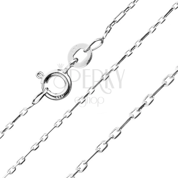 Delicate silver chain - glossy rectangles, 1,2 mm