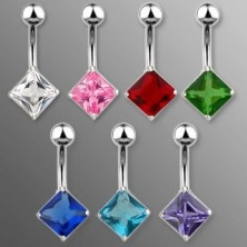 Belly button ring with rhombic zircon