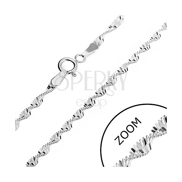 Silver chain – rectangles in spiral, 2 mm