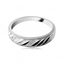 Ring made of 925 silver – sandblasted with shiny notches