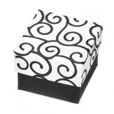 Gift box for ring – black and white cube with ornaments