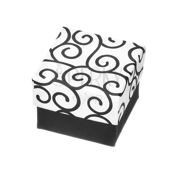 Gift box for ring – black and white cube with ornaments