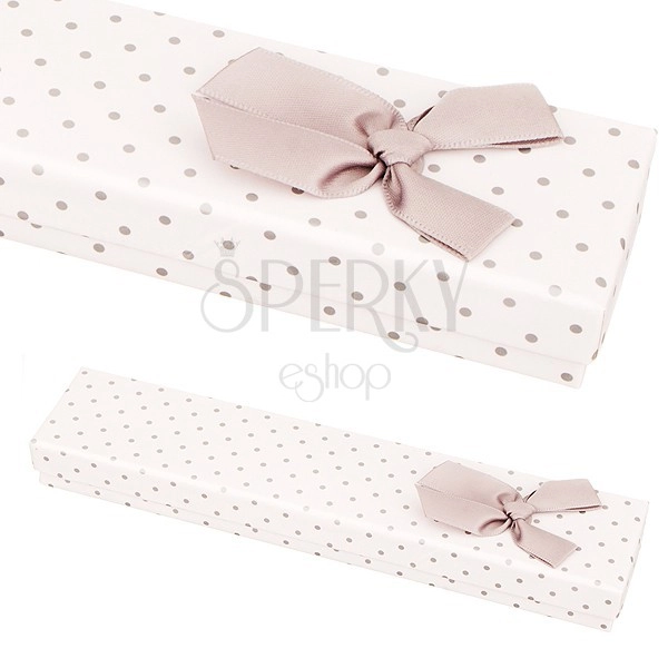 Grey and white dotted box for bracelet with bow