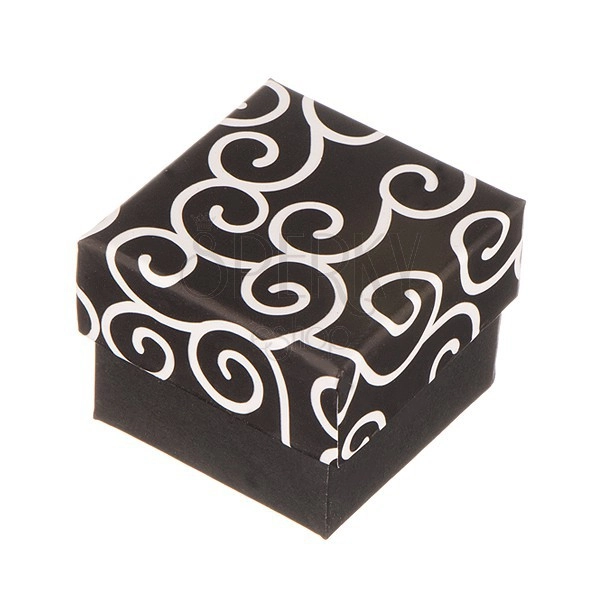 Box for ring - black with white ornaments