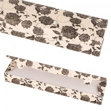 Paper gift box - beige with black flowers