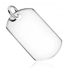 Silver pendant - smooth shiny tag