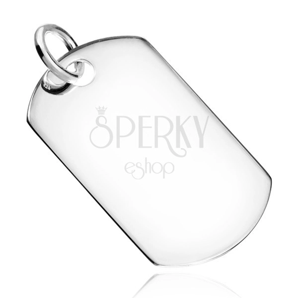 Silver pendant - smooth shiny tag