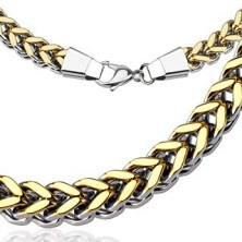 Massive stainless steel chain  - golden "V" shape
