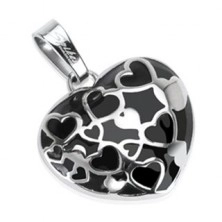 Steel pendant - heart with small hearts in line