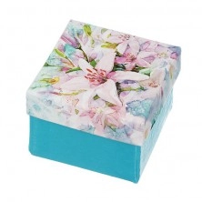 Decorative jewellery gift box - turquoise with lily imprint