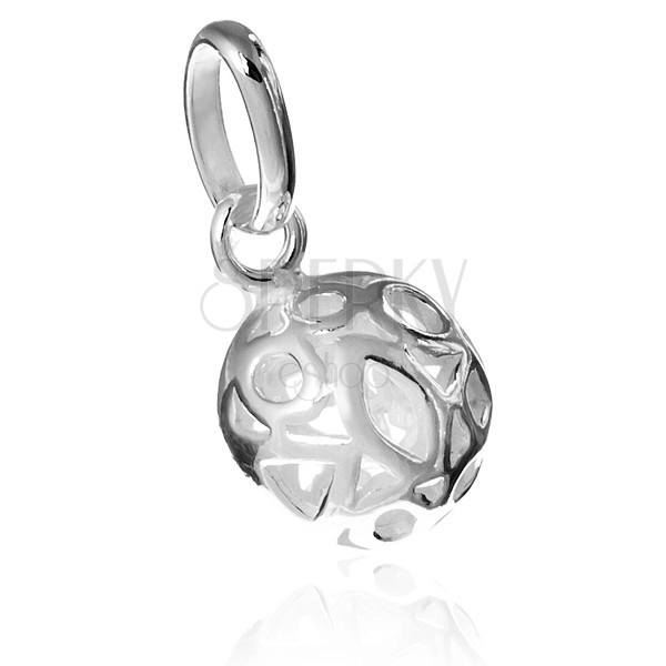Silver pendant - little ball with small cutouts