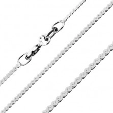 Flat silver chain - row of S-shaped links, 1,1 mm