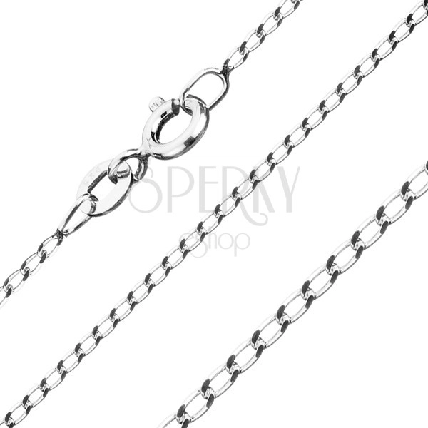 Silver chain - smooth oblong eyelets, 1,2 mm