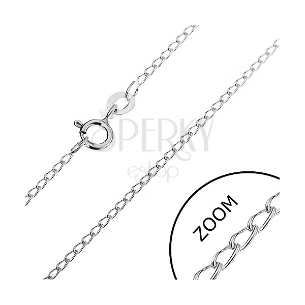 Silver chain - round oblong eyelets, 1,4 mm
