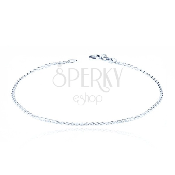 Wrist chainlet made of 925 silver - shiny bent oval eyelets
