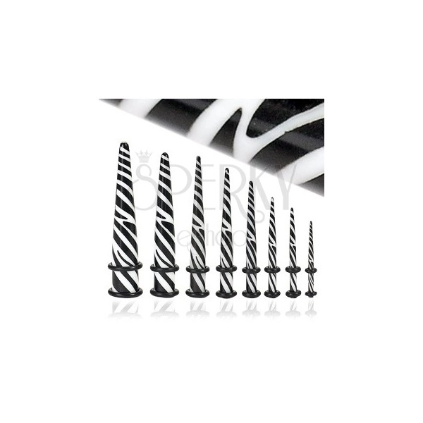 Acrylic UV taper with rubber bands, zebra pattern