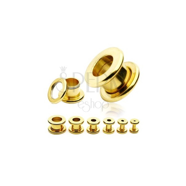 Stainless steel ear tunel - glossy surface of gold colour