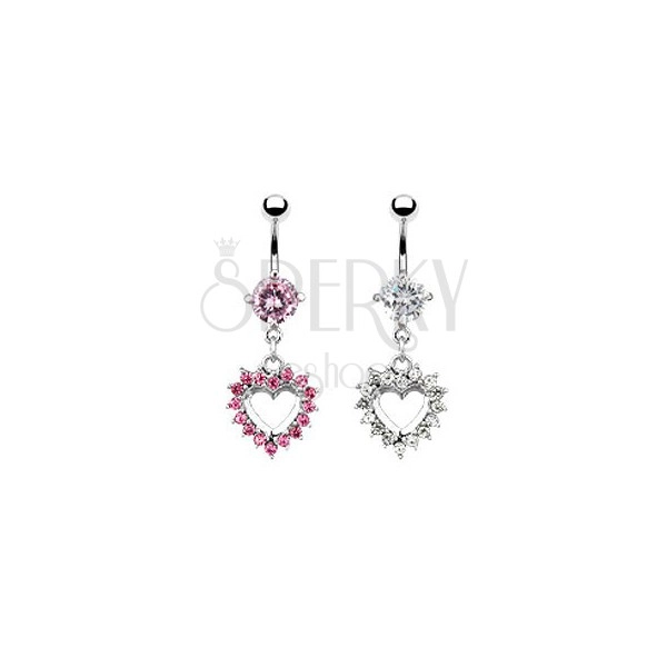 Belly button ring - heart covered with zircons