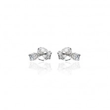 Silver studs with clear round zircon, 2 mm