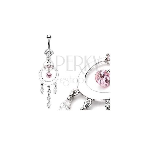 Luxurious belly ring with shiny circle and zircons