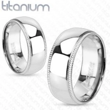 Titanium ring with decorative knurled border