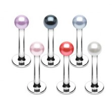 Chin piercing made of steel - little pearl-like balls of different colors