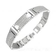 Bracelet made of steel - rectangular links with snake pattern