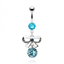 Belly ring with bow and zircon