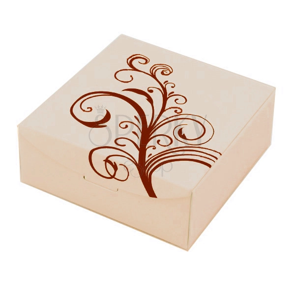 Paper box for jewellery set - white with flower ornament