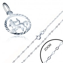 Silver necklace -  delicate chain and pendant with SAGITTARIUS sign