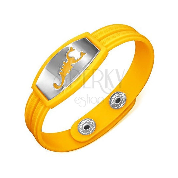 Bracelet made of rubber - yellow version, Greek motif, scorpion