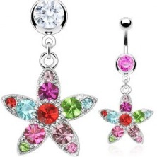 Colorful flower belly ring