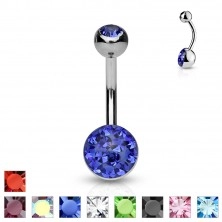 316L steel belly piercing - zircon covered with a transparent glaze, various colours of zircons