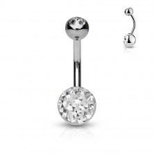 316L steel belly piercing - zircon covered with a transparent glaze, various colours of zircons
