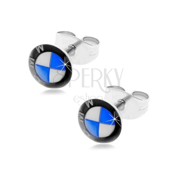 Steel earrings - studs with logo of car company