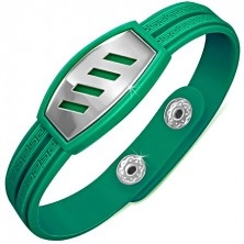 Rubber dark-green bracelet with steel plate