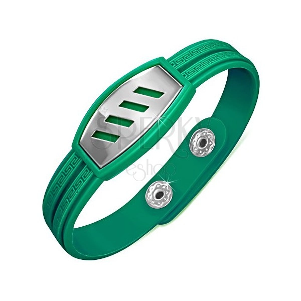 Rubber dark-green bracelet with steel plate