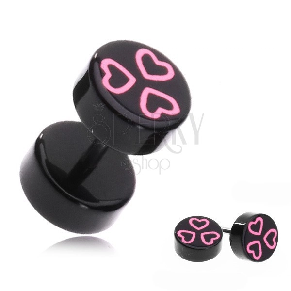 Acryl fake ear piercing with pink hearts