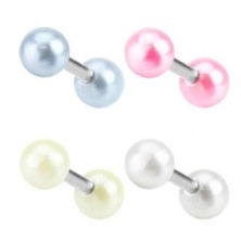 Steel ear piercing - little pearls in various colors