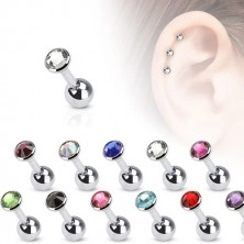 Ear piercing made of surgical steel with round zircon